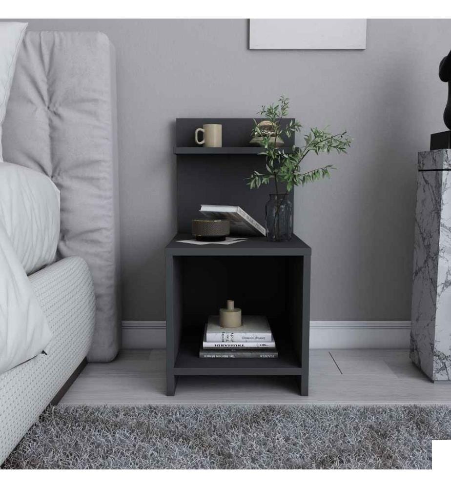 Table de nuit, Anthracite, panneau de particules mélaminé