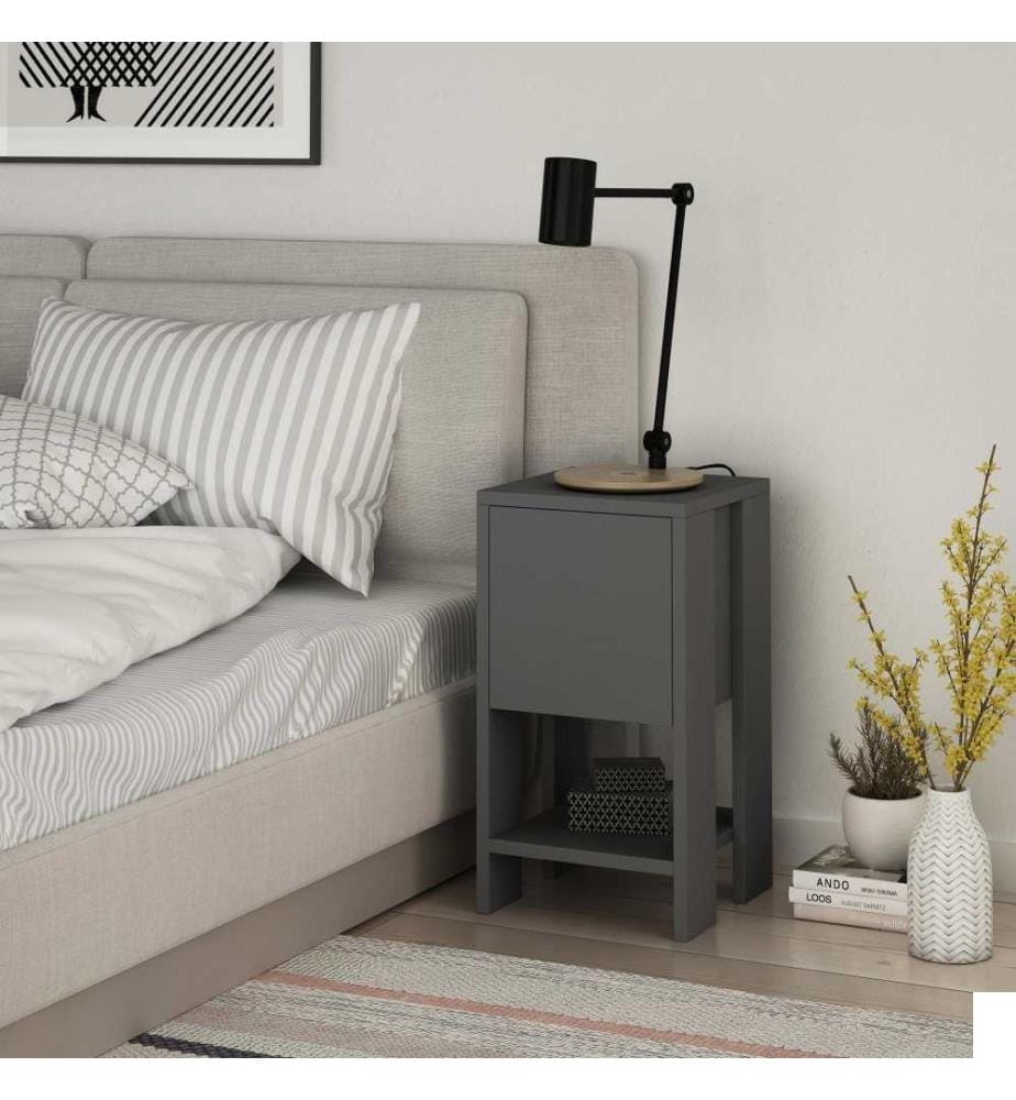 Table de nuit, Anthracite, panneau de particules mélaminé
