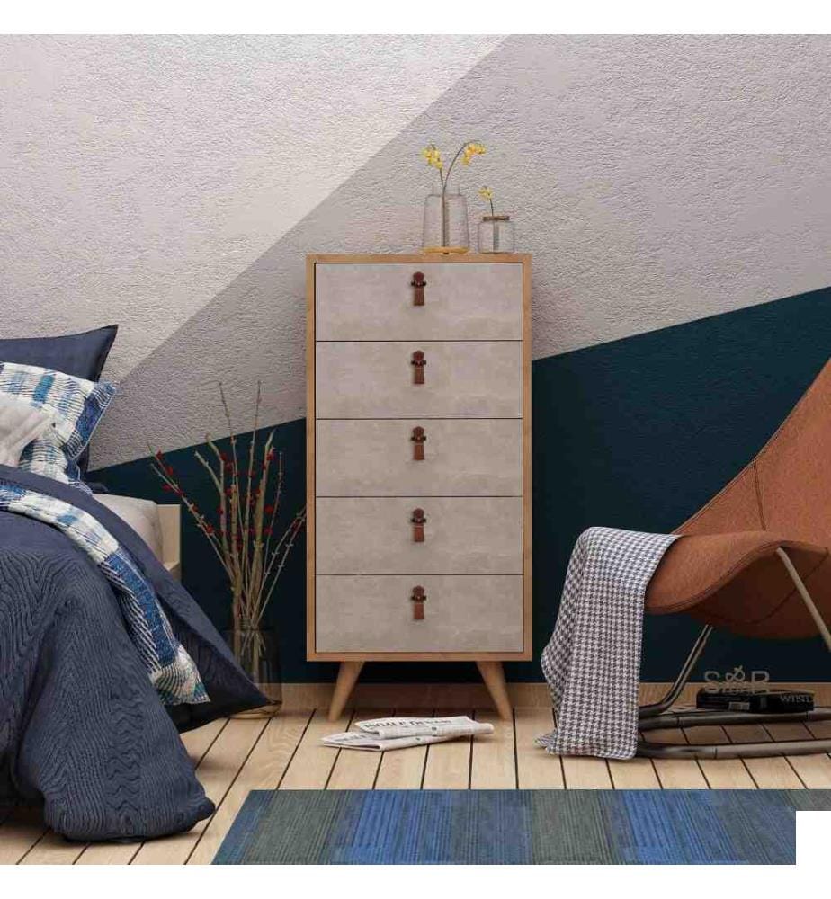 Commode, chêne blanc, panneau de particules mélaminé
