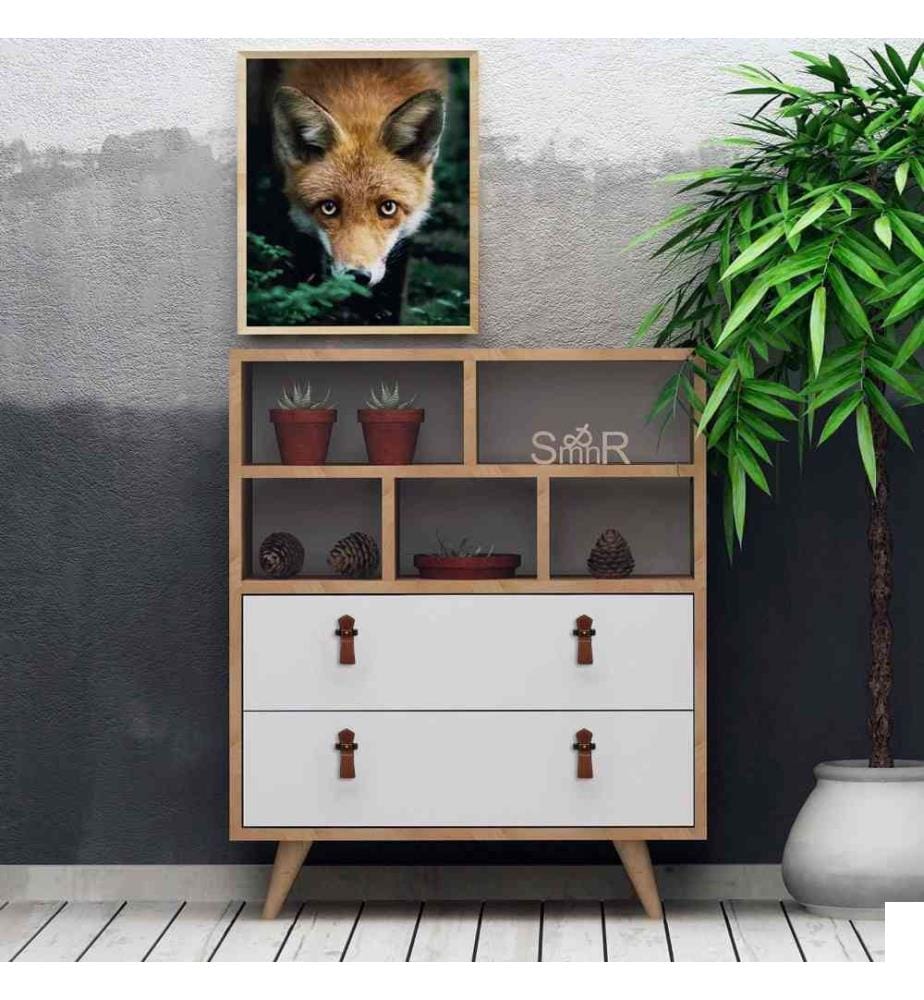 Commode, chêne blanc, panneau de particules mélaminé