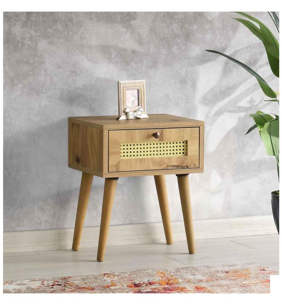 Table de nuit, chêne, panneau de particules mélaminé