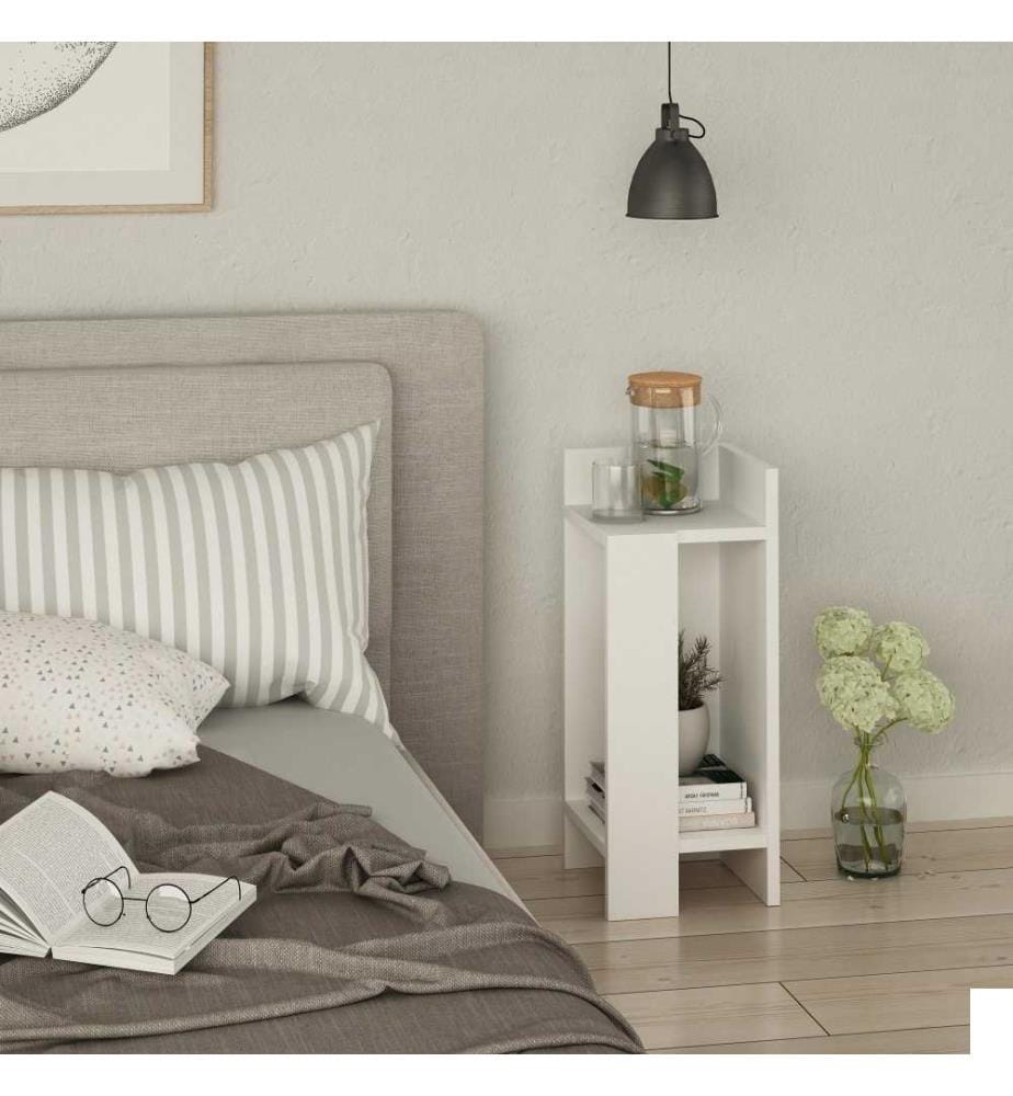 Table de nuit, blanc, panneau de particules mélaminé