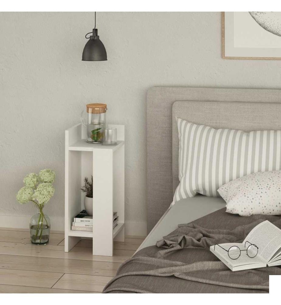 Table de nuit, blanc, panneau de particules mélaminé