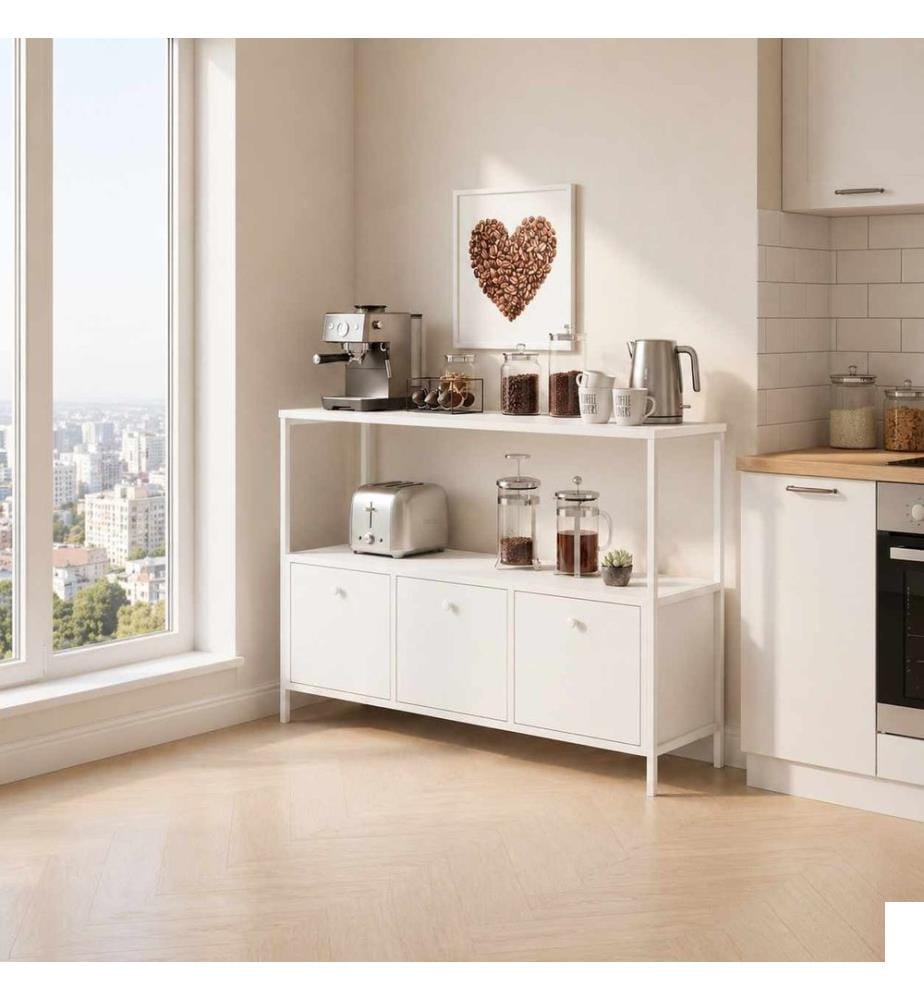 Meuble de cuisine, panneau de particules 100 % mélaminé, blanc