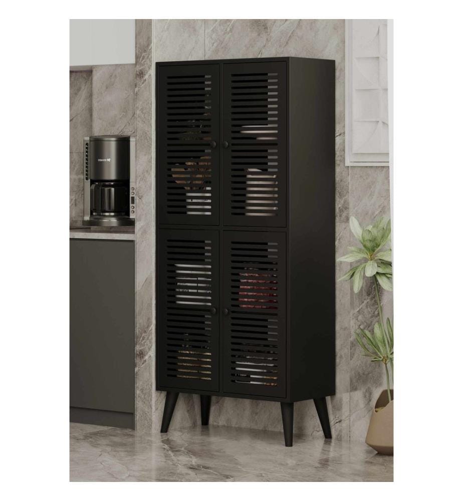 Armoire multifonctionnelle, 100 % MDF stratifié, noir