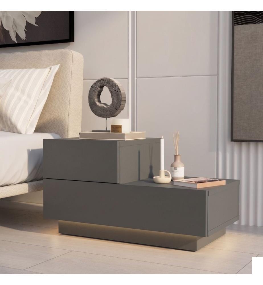 Table de chevet, panneau de particules 100 % mélaminé, anthracite