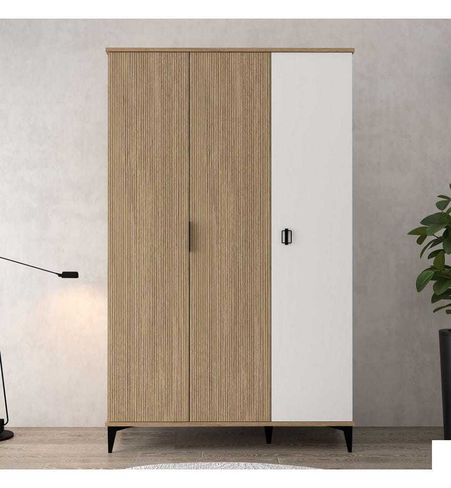 Armoire, panneaux de particules 100 % mélaminés, chêne, blanc