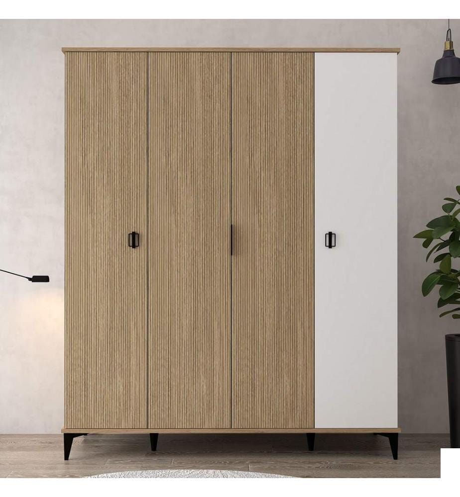 Armoire, panneaux de particules 100 % mélaminés, chêne, blanc