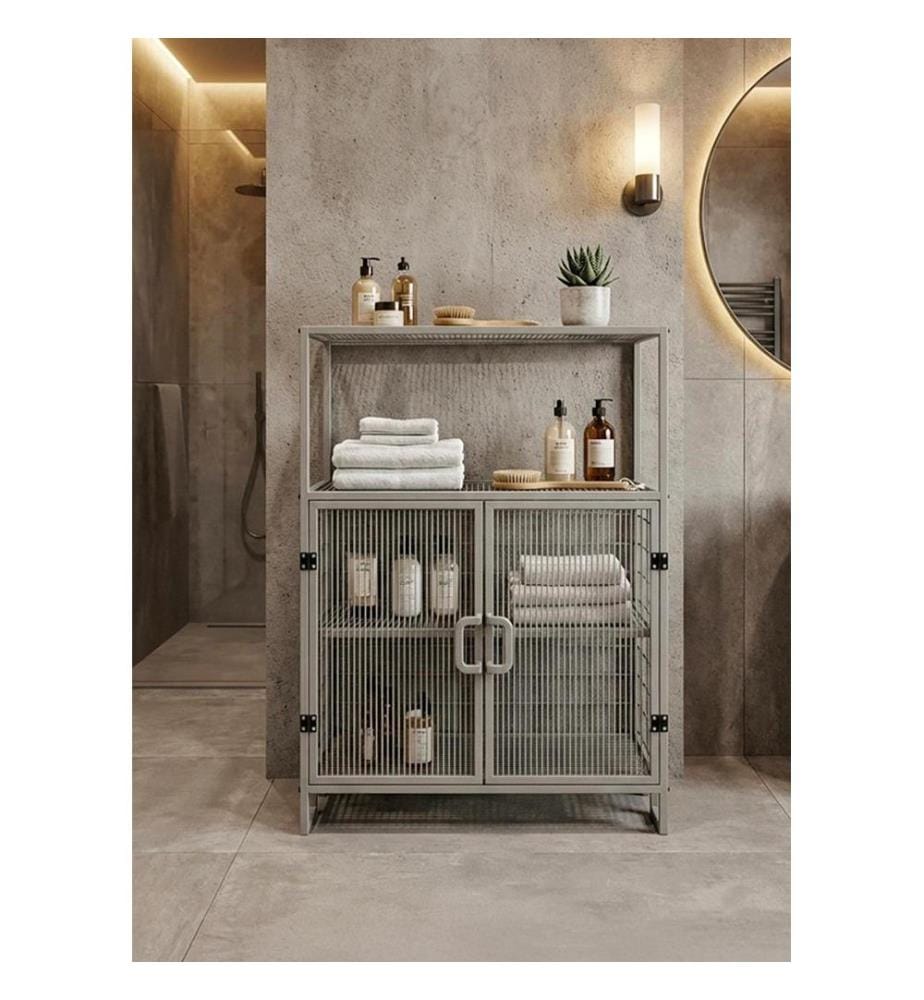 Armoire multifonctionnelle, 100 % métal, grise