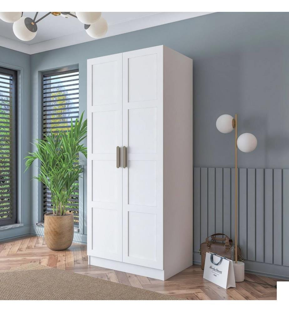 Armoire, panneaux de particules mélaminés de qualité E1, blancs
