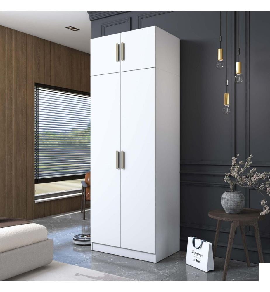 Armoire, panneaux de particules mélaminés de qualité E1, blancs