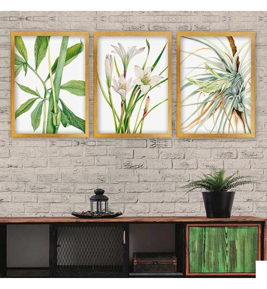 Peinture décorative encadrée, 3 pièces, multicolore, 100 % BOIS, cadre : 100 % POLYSTYRÈNE