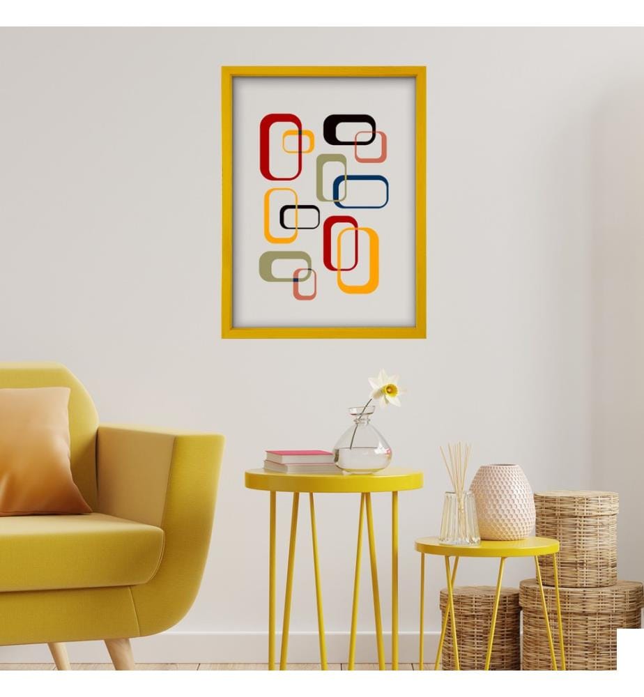 Peinture décorative encadrée, multicolore, 100 % VERRE, cadre : BOIS