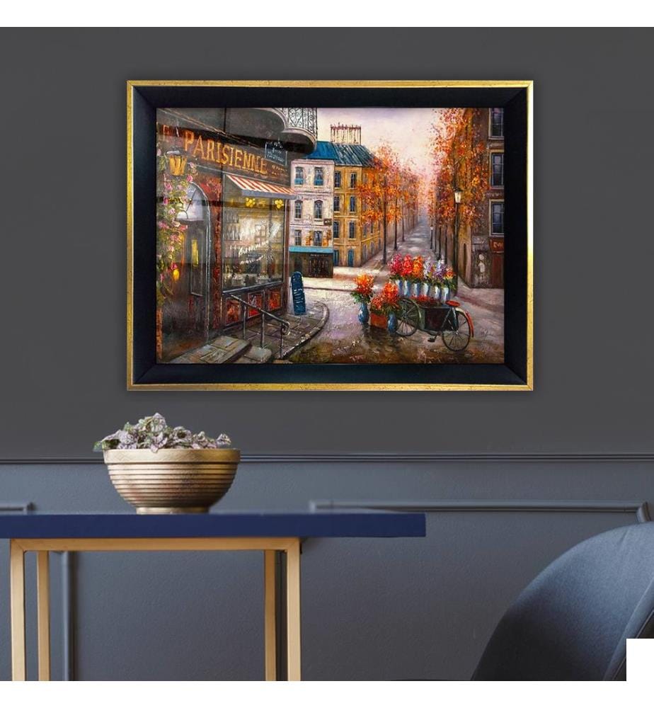 Peinture décorative encadrée, multicolore, 100 % VERRE, cadre : BOIS
