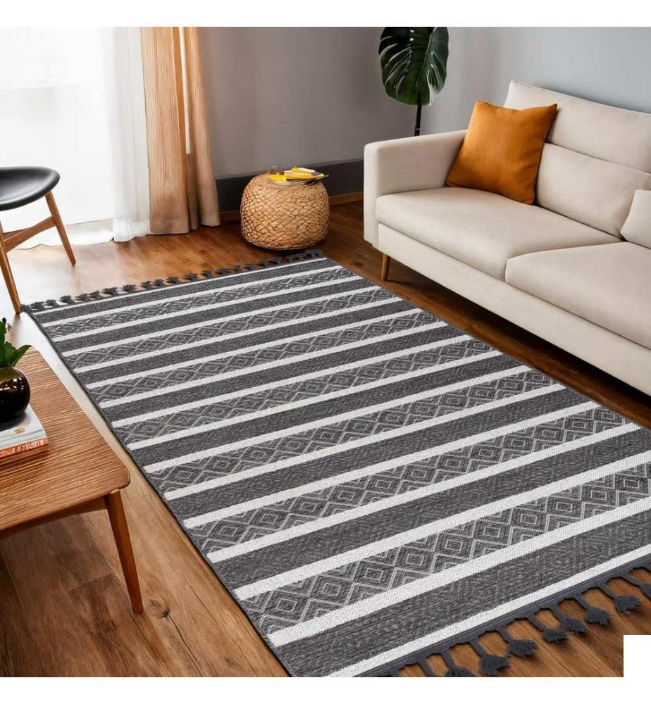 Tapis, 185 x 290, anthracite, 64 % COTON / 21 % POLYESTER / 15 % CHENILLE