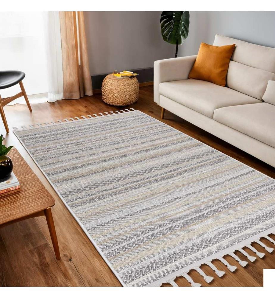 Tapis, 160 x 230, beige, blanc, 52 % POLYESTER / 40 % COTON / 8 % CHENILLE