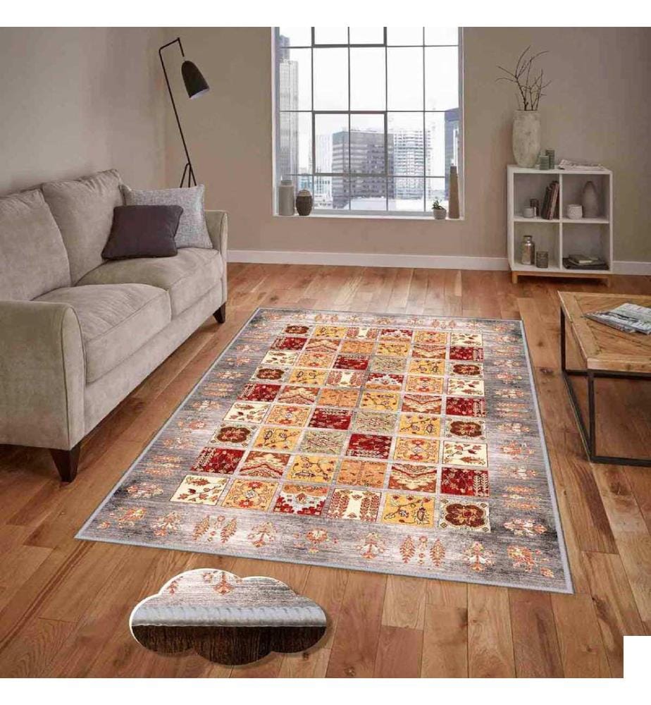 Tapis, beige, or, rouge, 100% polyester, 50 x 80 cm