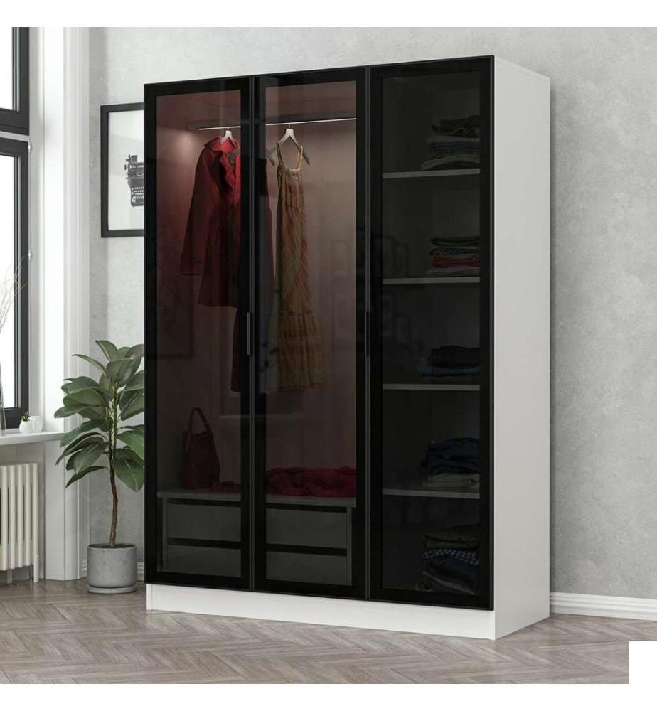 Armoire, blanc, noir, panneau de particules mélaminé