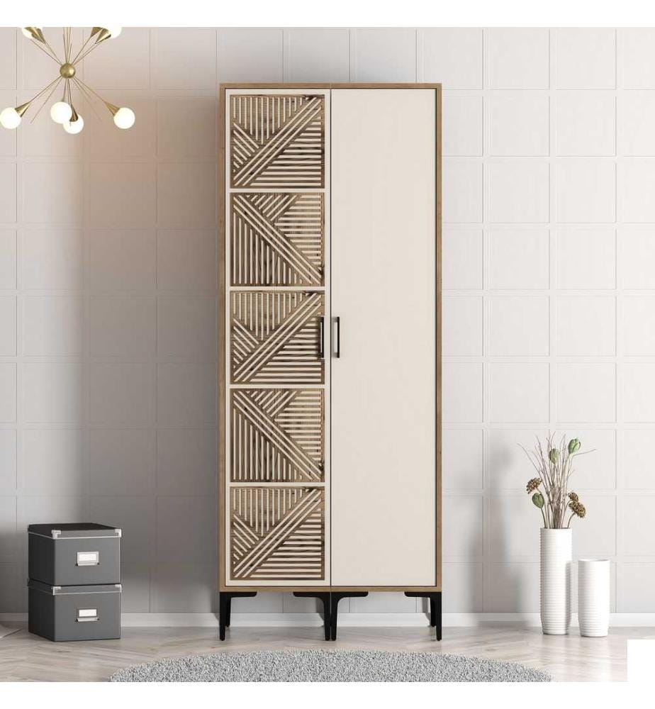 Armoire, noyer, crème, panneau de particules mélaminé