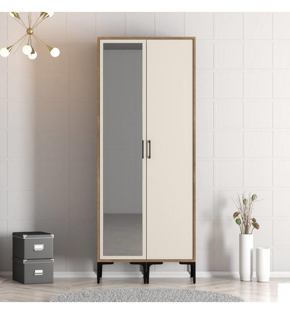Armoire, noyer, crème, panneau de particules mélaminé