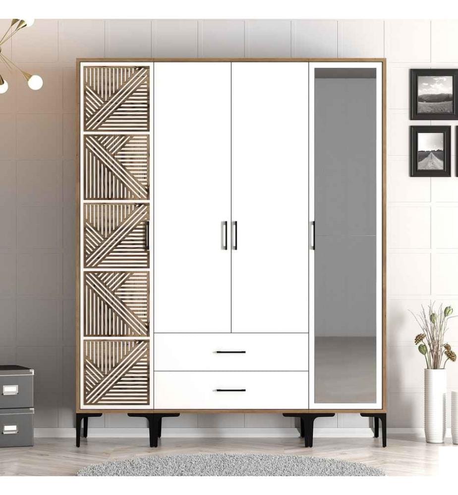 Armoire, noyer, blanc, panneau de particules mélaminé