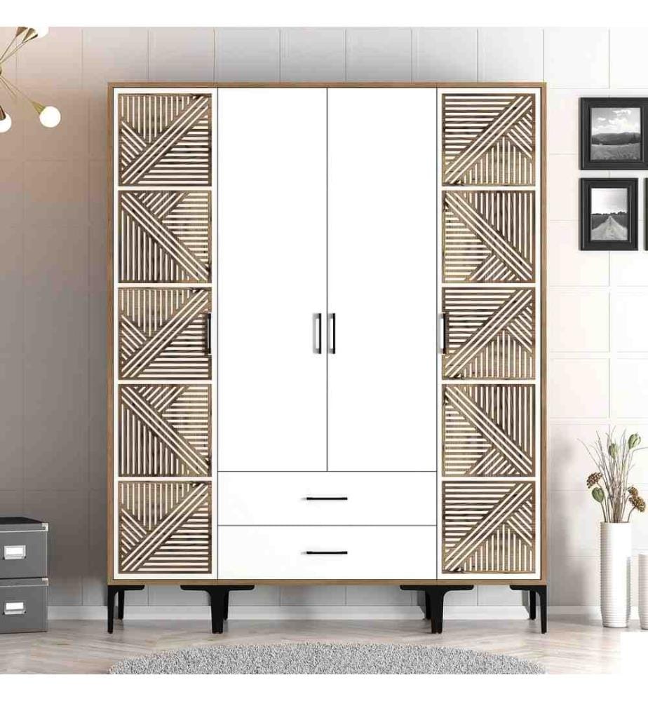 Armoire, noyer, blanc, panneau de particules mélaminé
