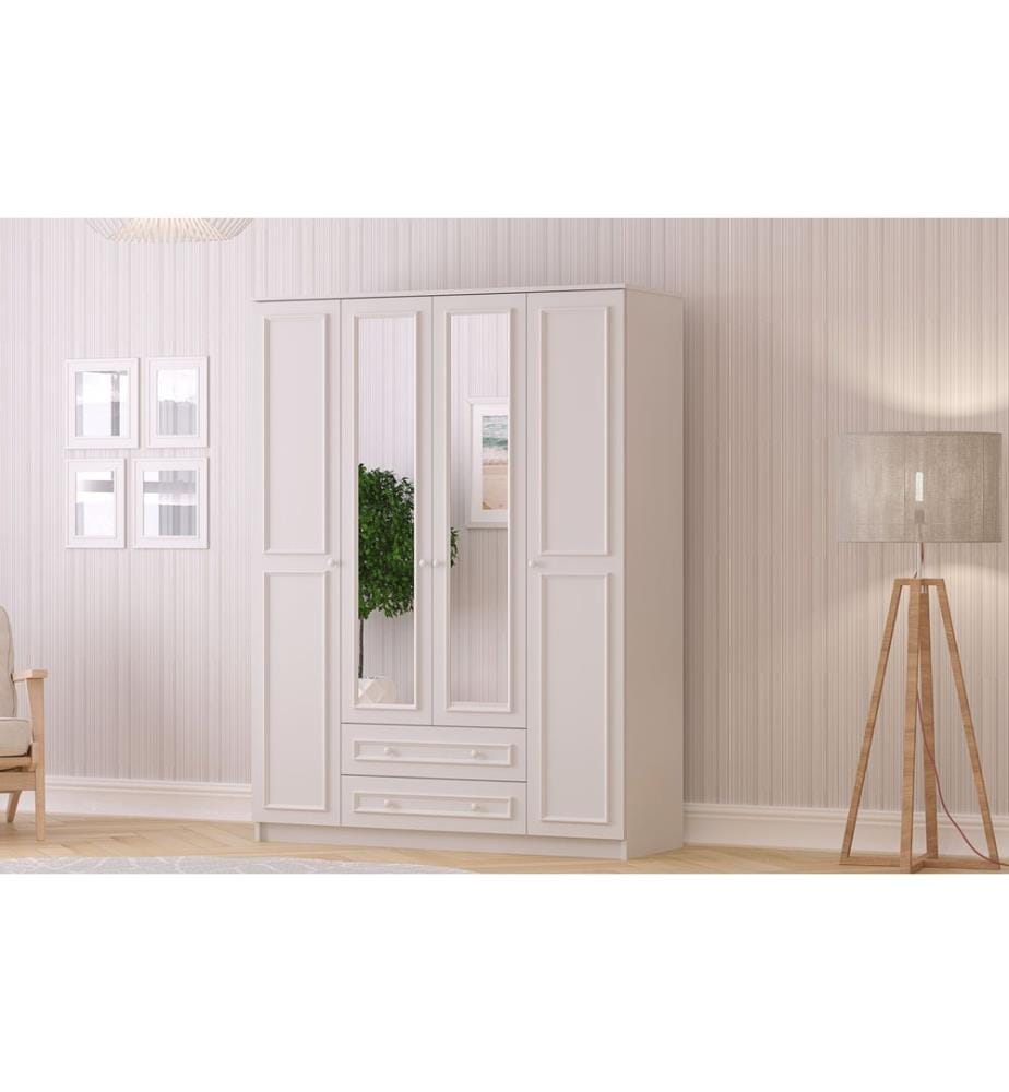 Armoire, blanc mat, 100 % panneau de particules mélaminé de niveau de qualité E1