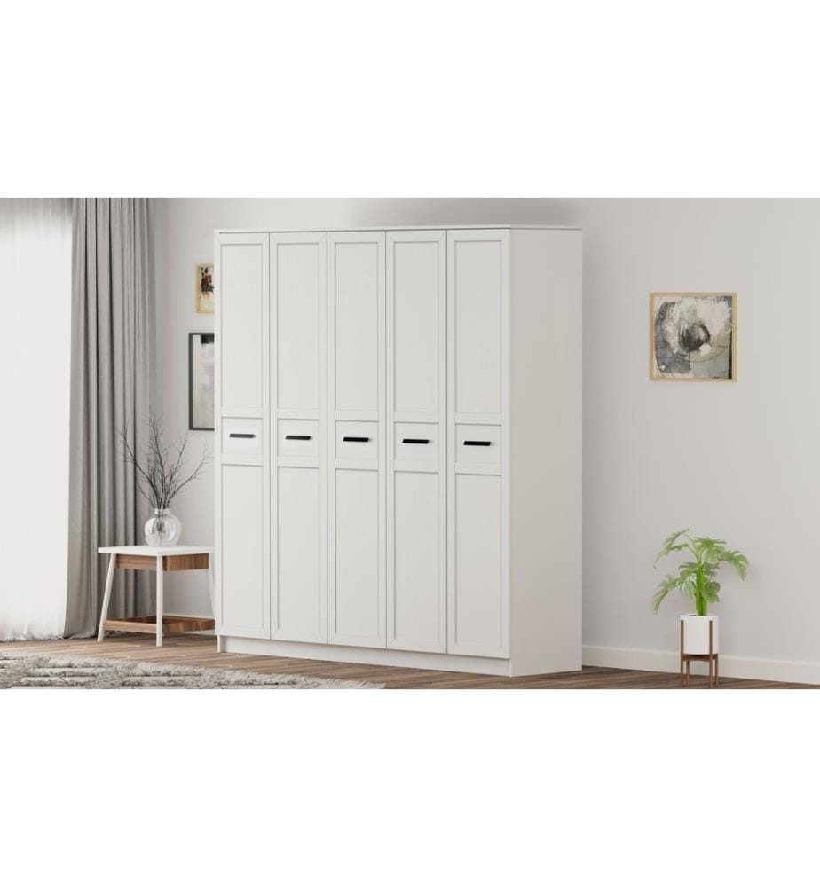 Armoire, blanc mat, 100 % panneau de particules mélaminé de niveau de qualité E1