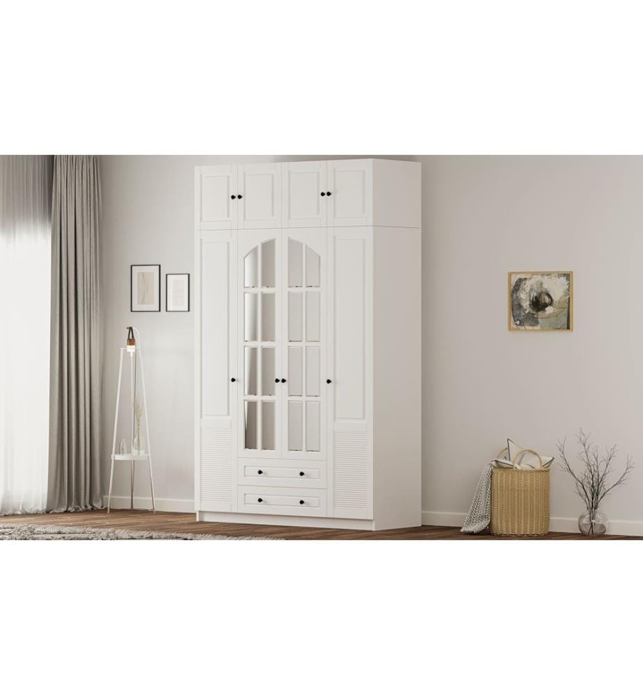 Armoire, blanc mat, 100 % panneau de particules mélaminé de niveau de qualité E1