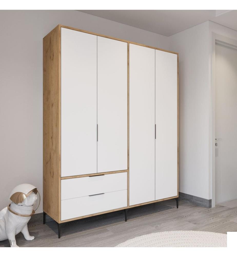 Armoire, chêne, blanc, 100 % panneau de particules mélaminé