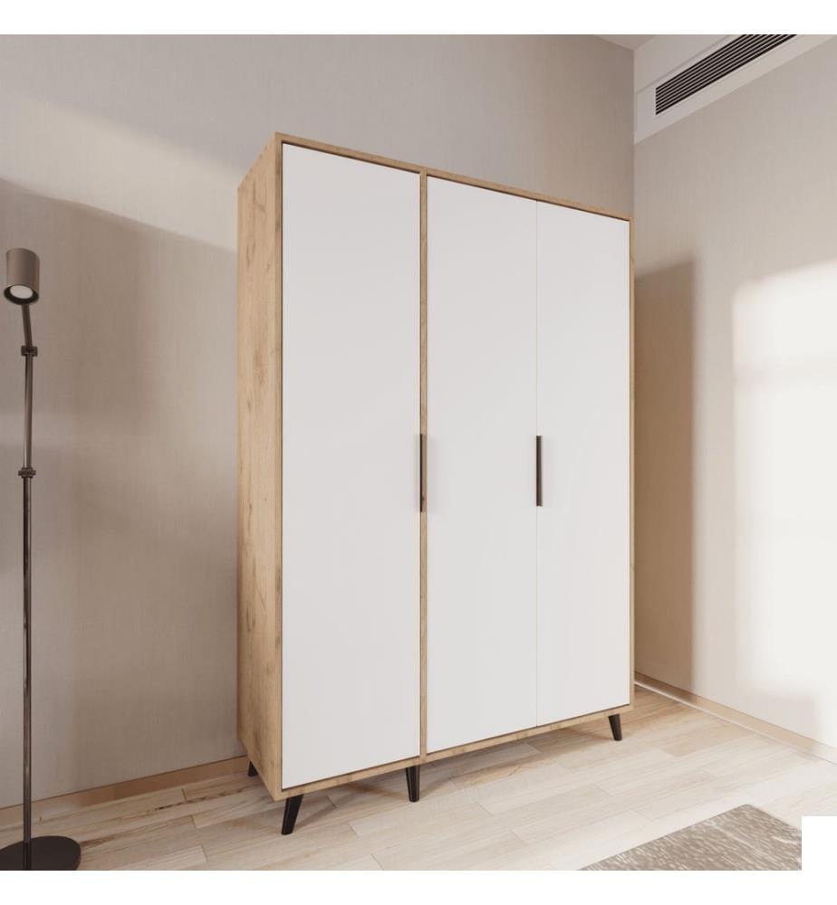 Armoire, chêne, blanc, 100 % panneau de particules mélaminé