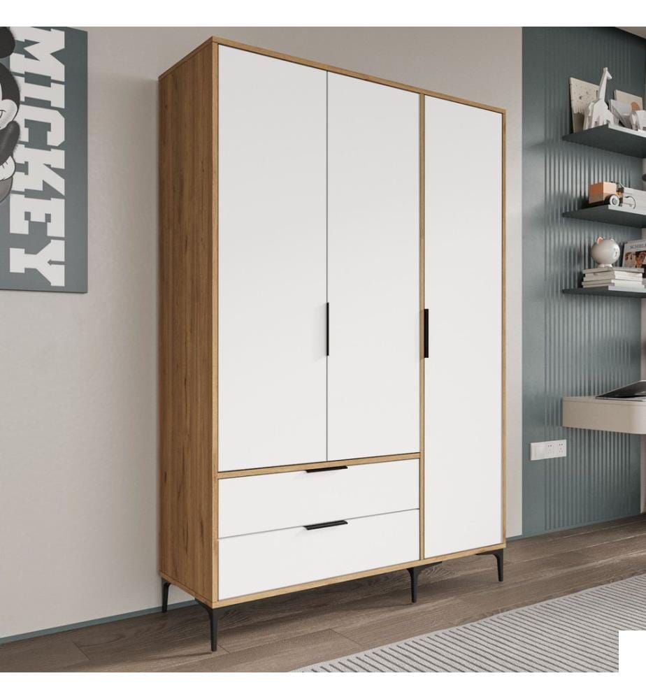 Armoire, chêne, blanc, 100 % panneau de particules mélaminé