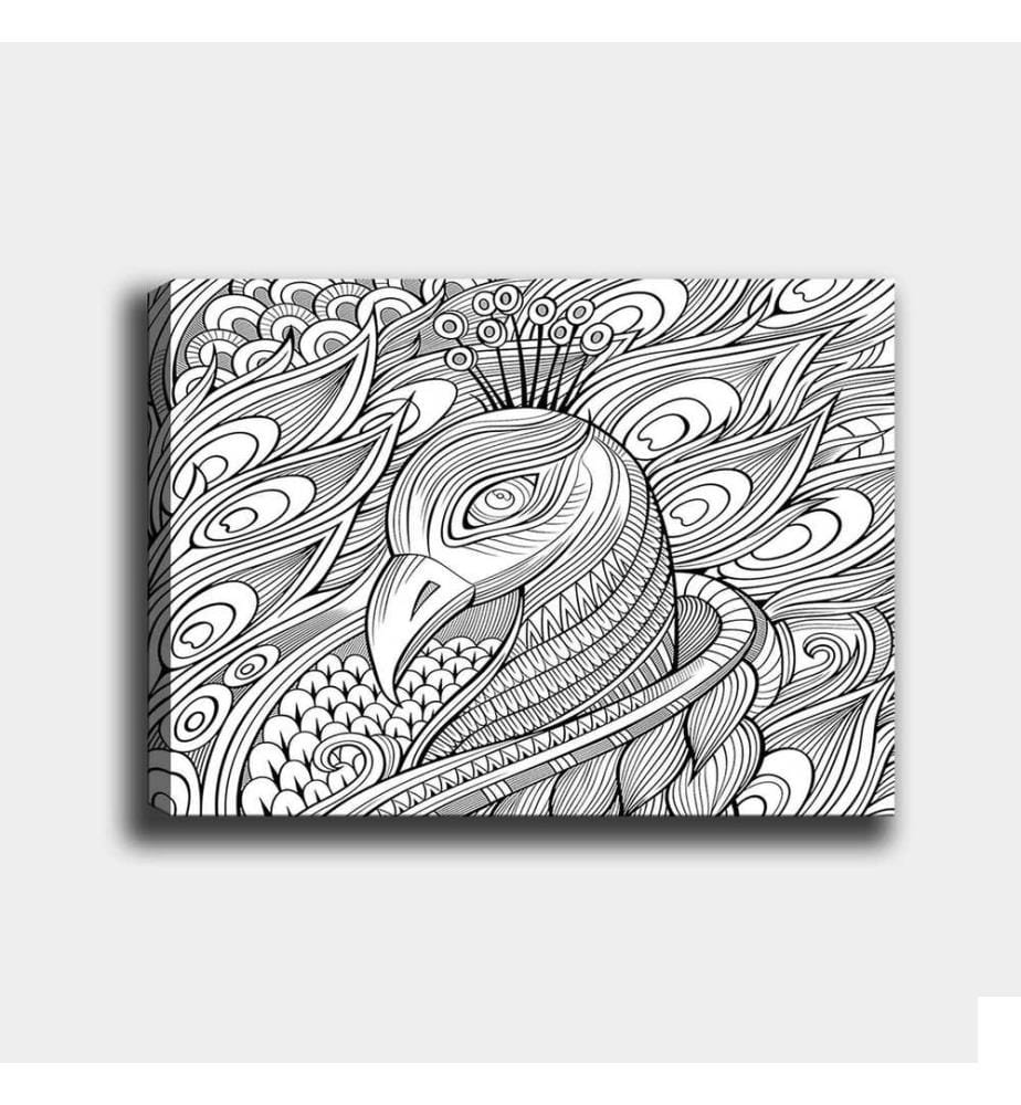 Peinture décorative sur toile, blanche, noire, 100% toile, cadre en bois
