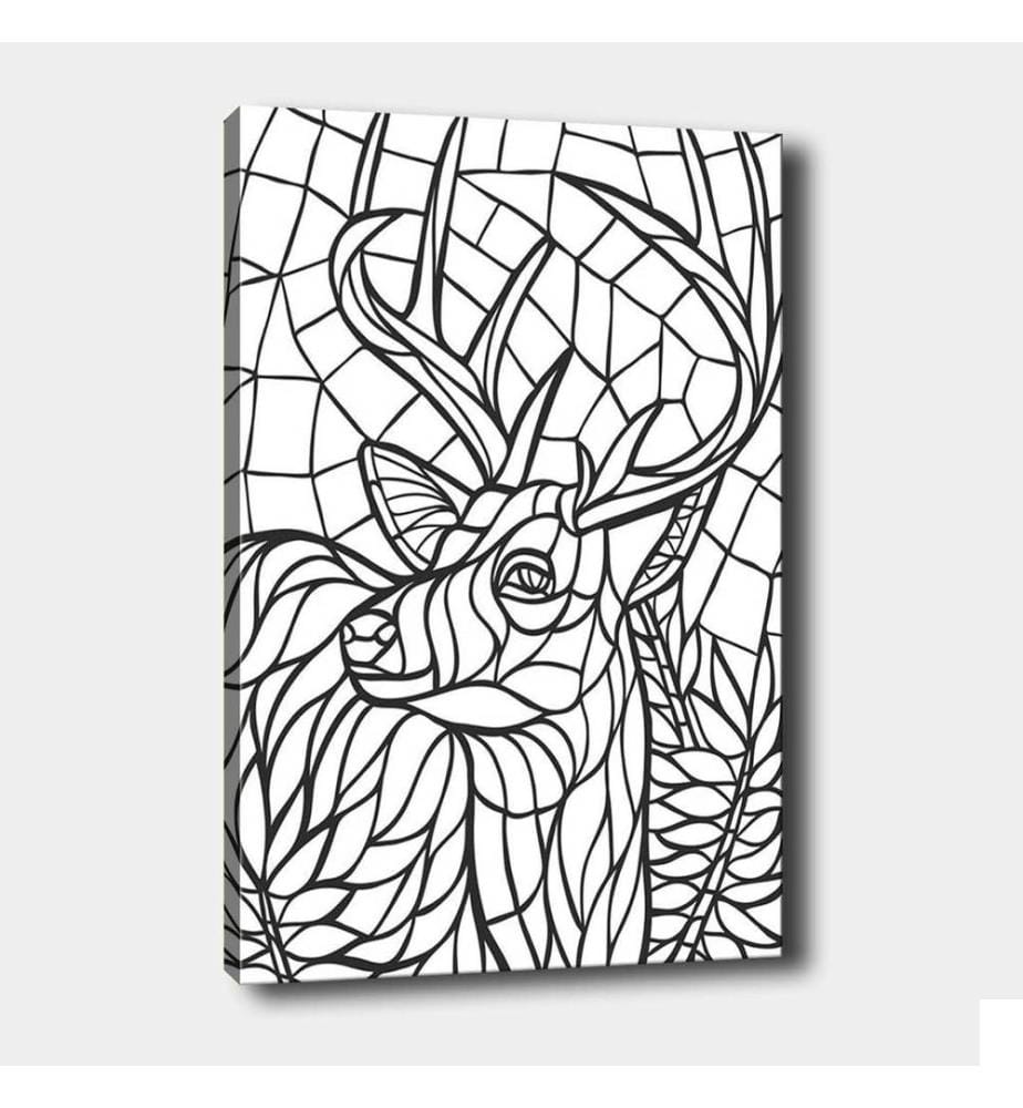 Peinture décorative sur toile, blanche, noire, 100% toile, cadre en bois