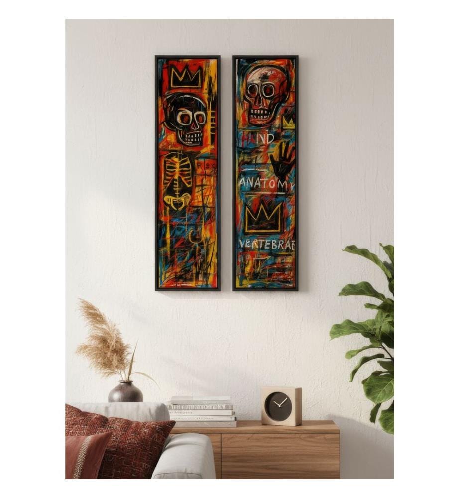 Peinture décorative sur toile encadrée, 2 pièces, multicolore, 100% CANVAS
