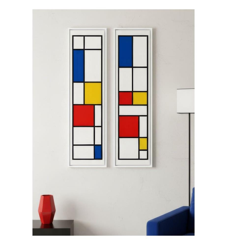 Peinture décorative sur toile encadrée, 2 pièces, multicolore, 100% CANVAS