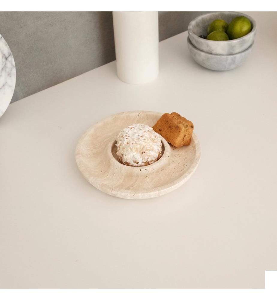 Plateau, beige, 100 % MARBRE TRAVERTIN