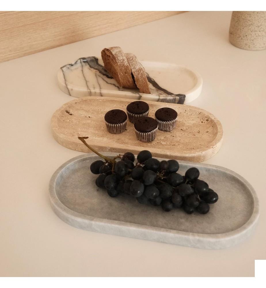 Ensemble de plateaux, 3 pièces, multicolore, 100 % MARBRE SICILY LILA