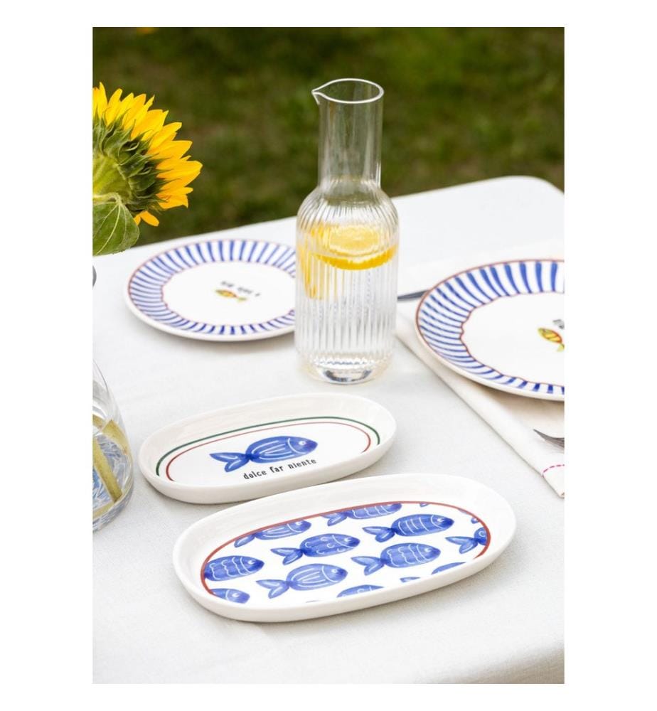 Ensemble de plateaux, 2 pièces, bleu, 100 % CÉRAMIQUE