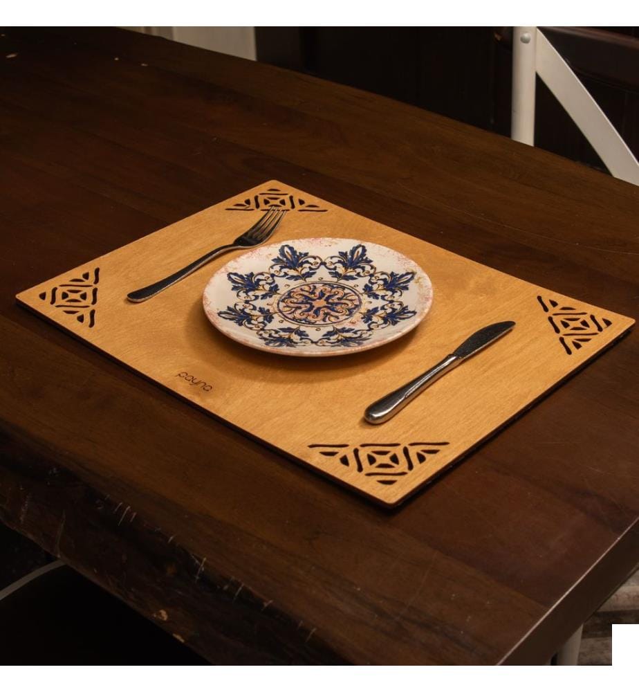 Set de tapis de table, 4 pièces, Miel, 100% bois, fait à la main