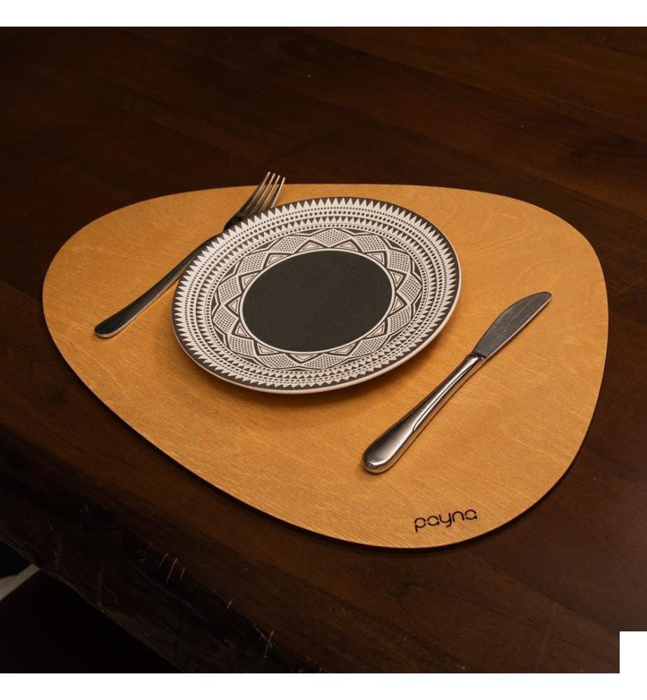 Set de tapis de table, 4 pièces, Miel, 100% bois, fait à la main
