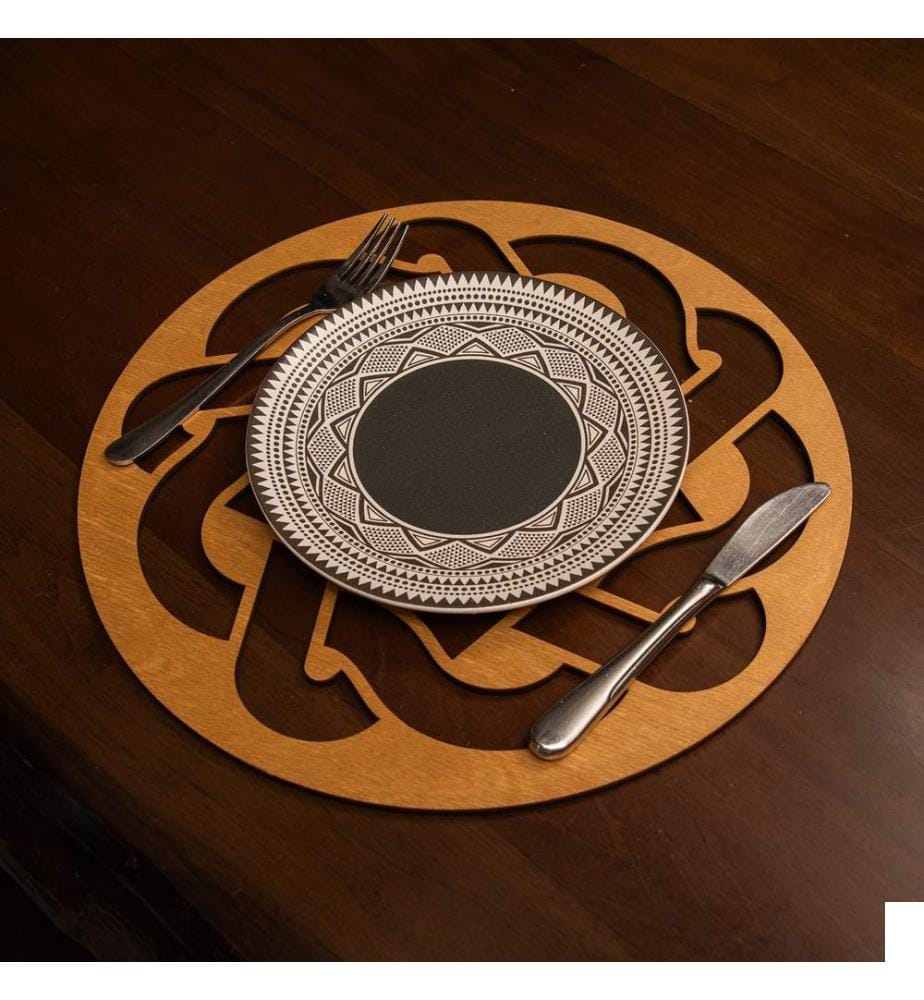 Set de tapis de table, 6 pièces, Miel, 100% bois, fait à la main