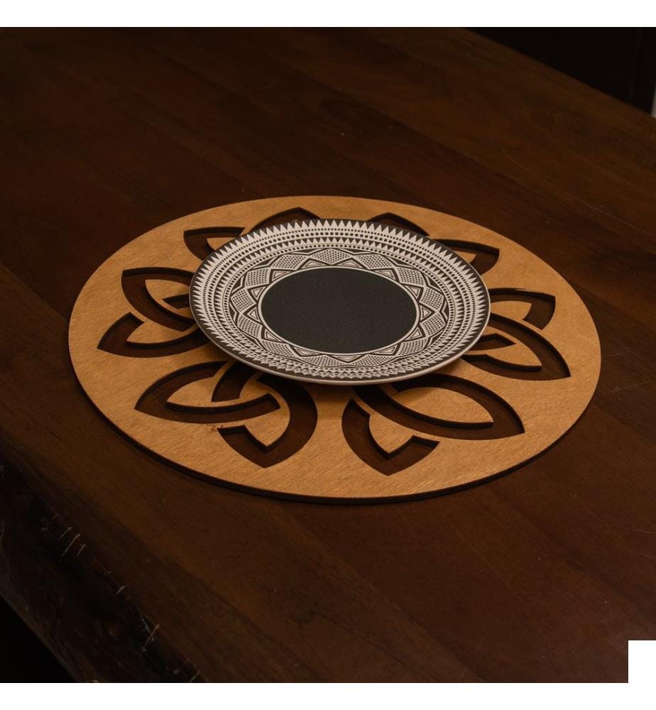 Set de tapis de table, 6 pièces, Miel, 100% bois, fait à la main