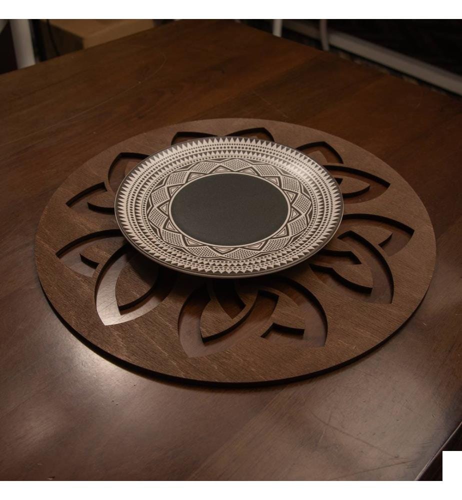 Set de tapis de table, 6 pièces, Wenge, 100% bois, fait à la main