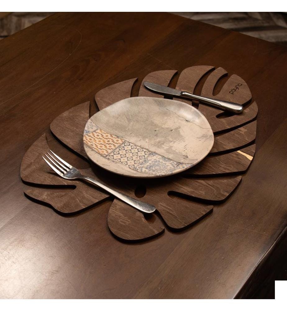 Set de tapis de table, 6 pièces, Wenge, 100% bois, fait à la main