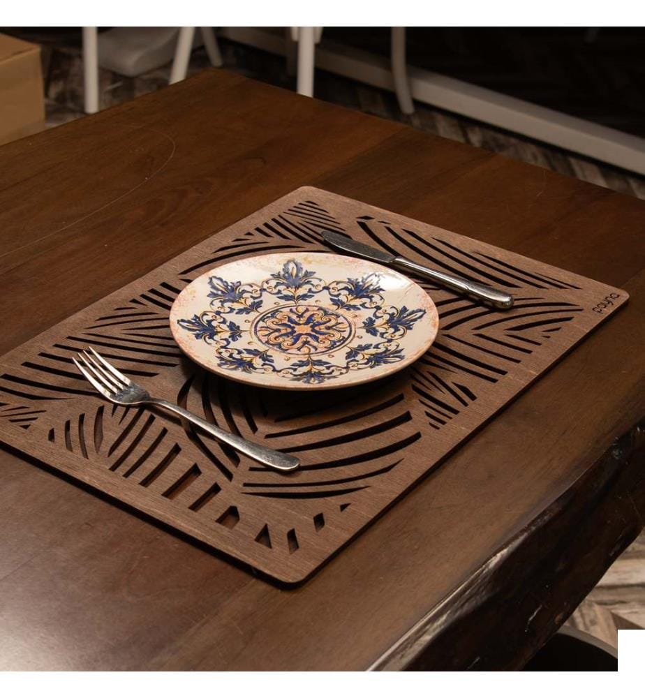 Set de tapis de table, 6 pièces, Wenge, 100% bois, fait à la main