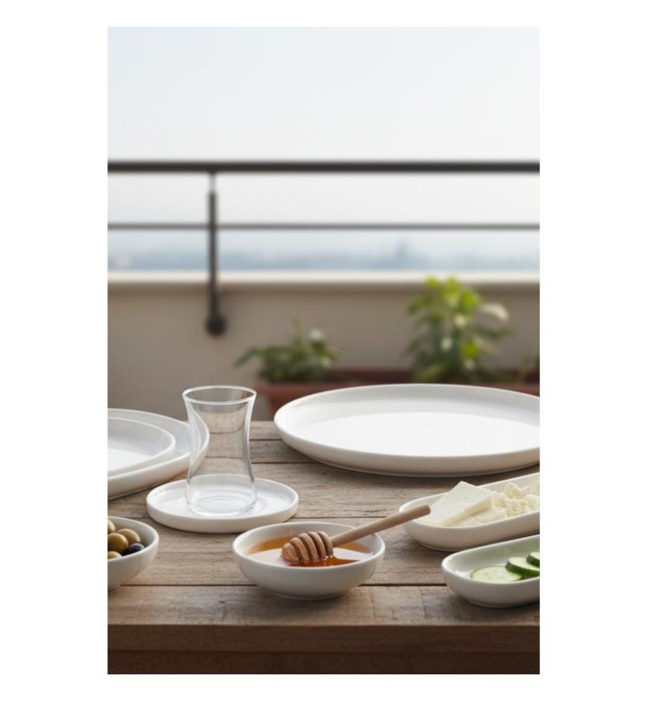 Service à petit-déjeuner, 29 pièces, crème, 100 % porcelaine