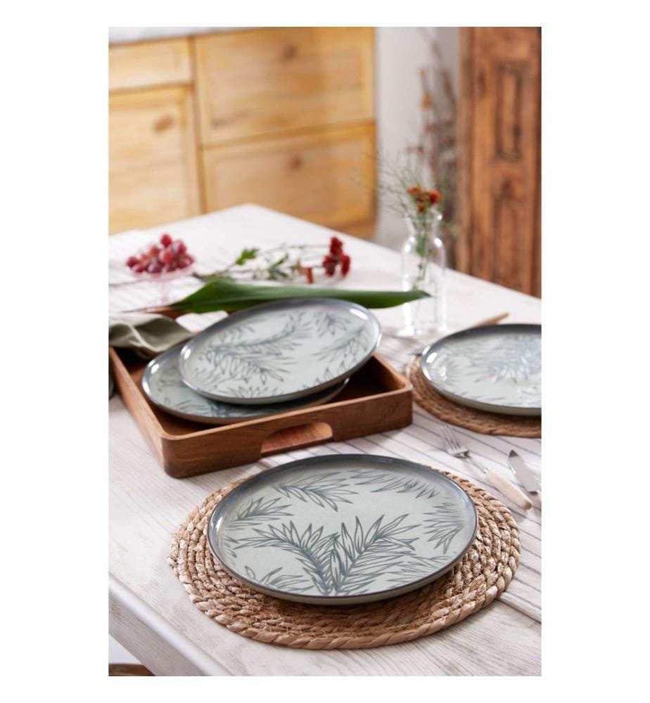Service à gâteaux, 4 pièces, vert, 100% porcelaine