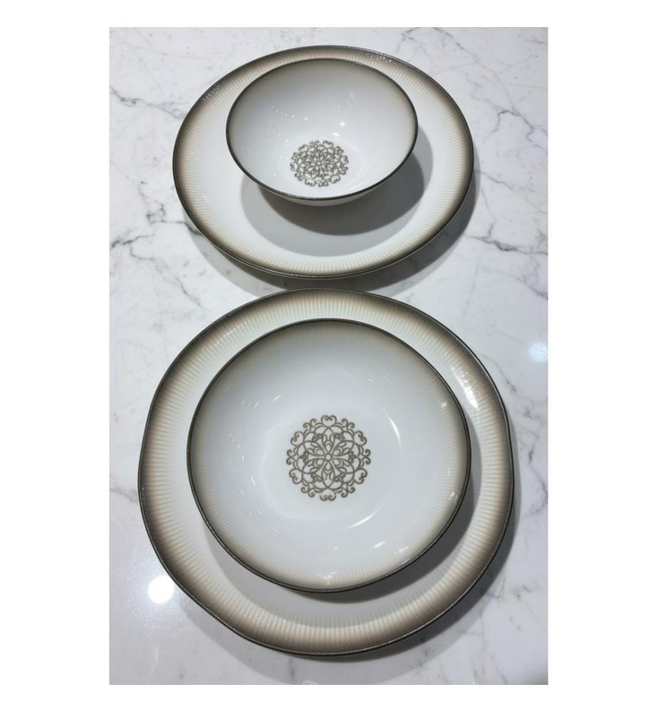 Service de table 24 pièces, blanc, vison, 100 % porcelaine
