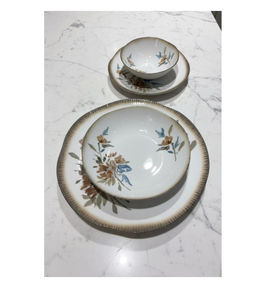 Service de table 24 pièces, multicolore, 100 % porcelaine
